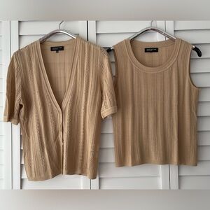 Jones NY Short Sleeve Knit Twin Set - XL (Camel Color)